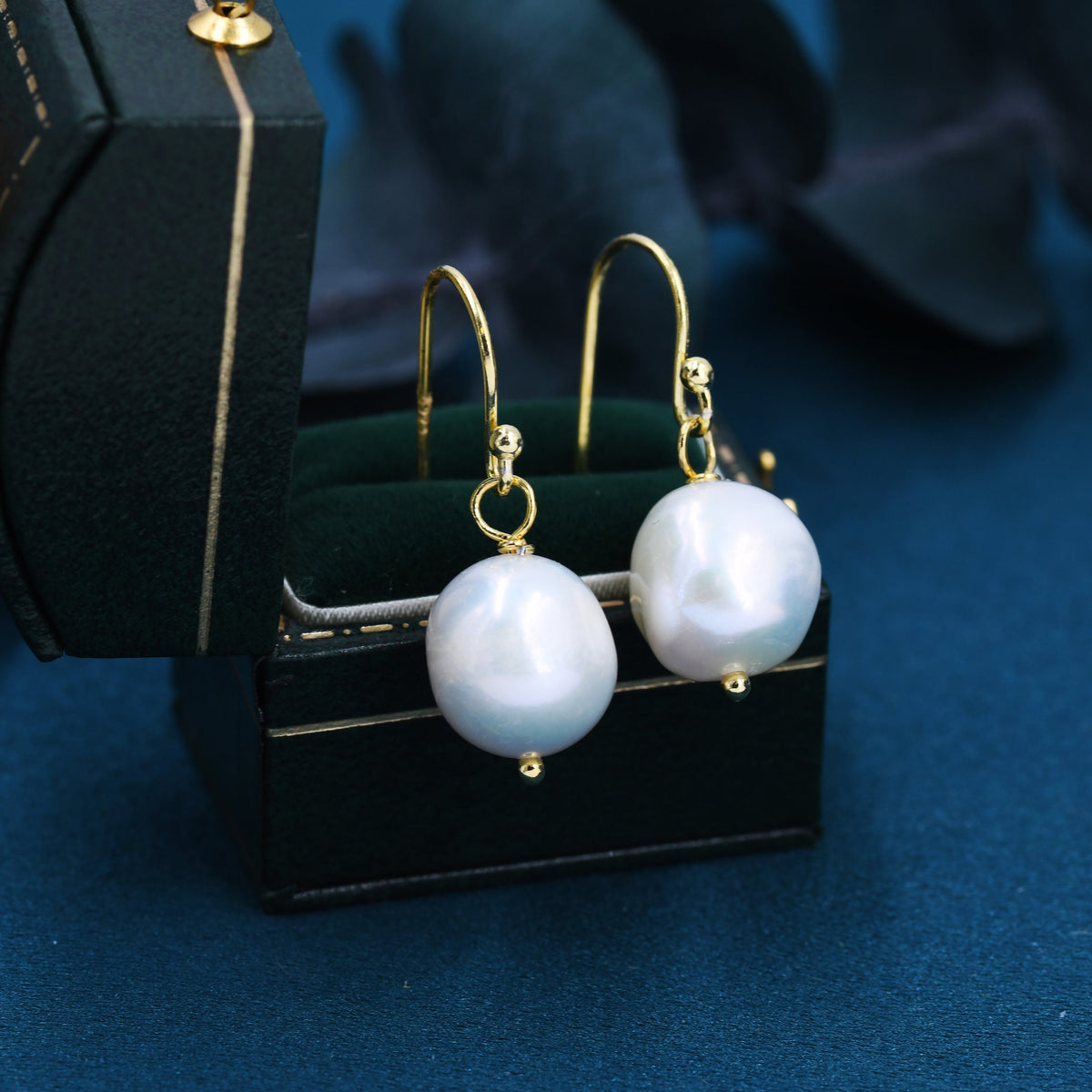 Genuine Baroque Pearl Dangle Earrings in Sterling Silver, Keshi Pearl Earrings, Natural Freshwater Pearls, Silver or Gold