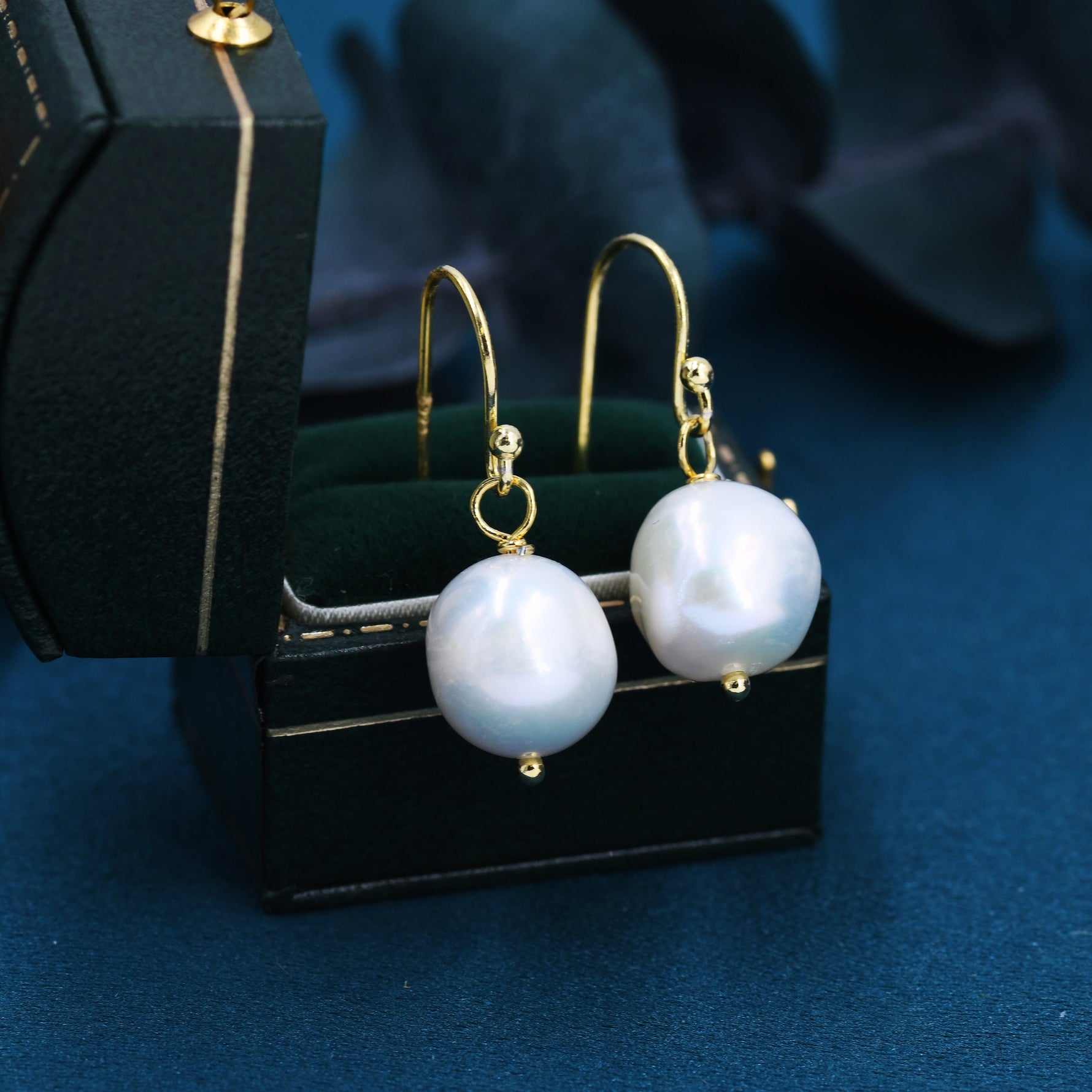 Genuine Baroque Pearl Dangle Earrings in Sterling Silver, Keshi Pearl Earrings, Natural Freshwater Pearls, Silver or Gold