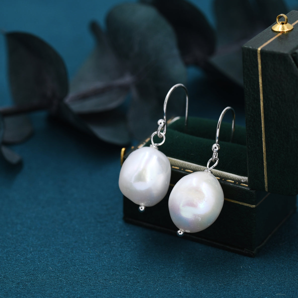 Genuine Baroque Pearl Dangle Earrings in Sterling Silver, Keshi Pearl Earrings, Natural Freshwater Pearls, Silver or Gold