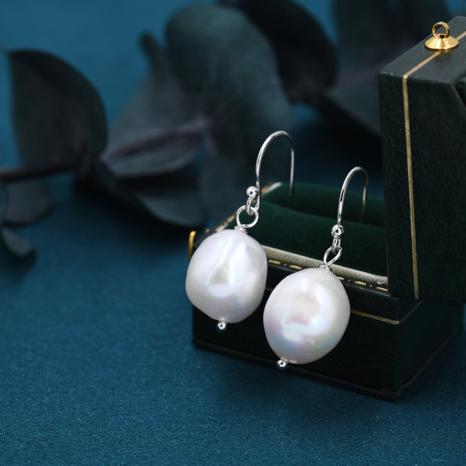 Genuine Baroque Pearl Dangle Earrings in Sterling Silver, Keshi Pearl Earrings, Natural Freshwater Pearls, Silver or Gold