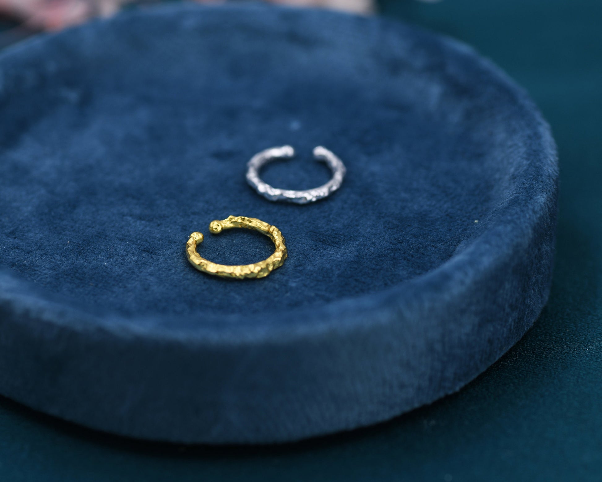 Crumbled Foil Finish Ear Cuff in Sterling Silver, Silver or Gold, Piercing Free Hammered Cuff Earrings, Molten Effect Ear Cuff