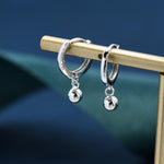 Dangle Ball Hoop Earrings in Sterling Silver, Dangle Hoop Earrings, Silver, Gold or Rose Gold? Silver Ball Huggie Hoops