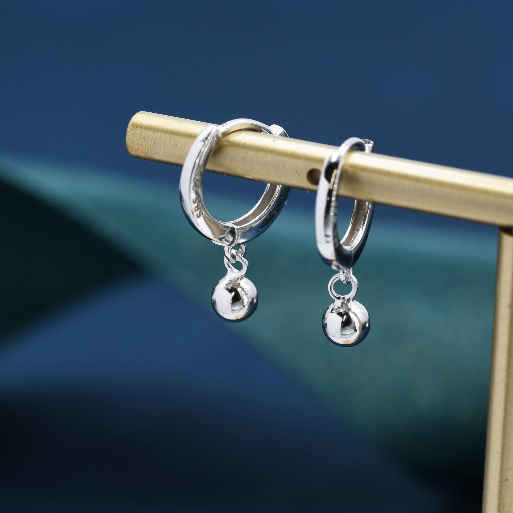 Dangle Ball Hoop Earrings in Sterling Silver, Dangle Hoop Earrings, Silver, Gold or Rose Gold? Silver Ball Huggie Hoops