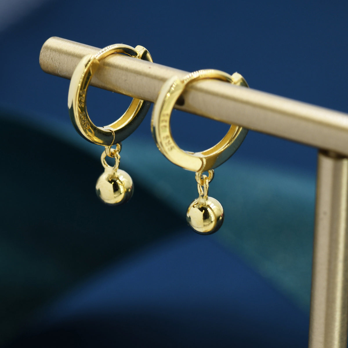 Dangle Ball Hoop Earrings in Sterling Silver, Dangle Hoop Earrings, Silver, Gold or Rose Gold? Silver Ball Huggie Hoops