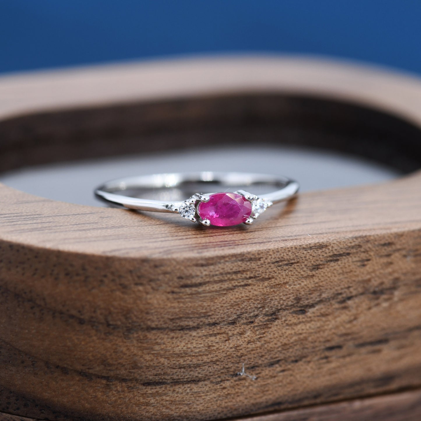 Natural Ruby Ring in Sterling Silver, Genuine Ruby Ring, Dainty Gemstone Ring, US 5-8, July Birthstone