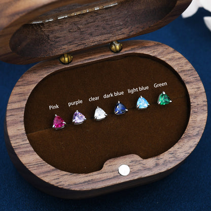 Trillion Cut CZ Stud Earrings in Sterling Silver, Silver or Gold, Cubic Zirconia Crystal Earrings