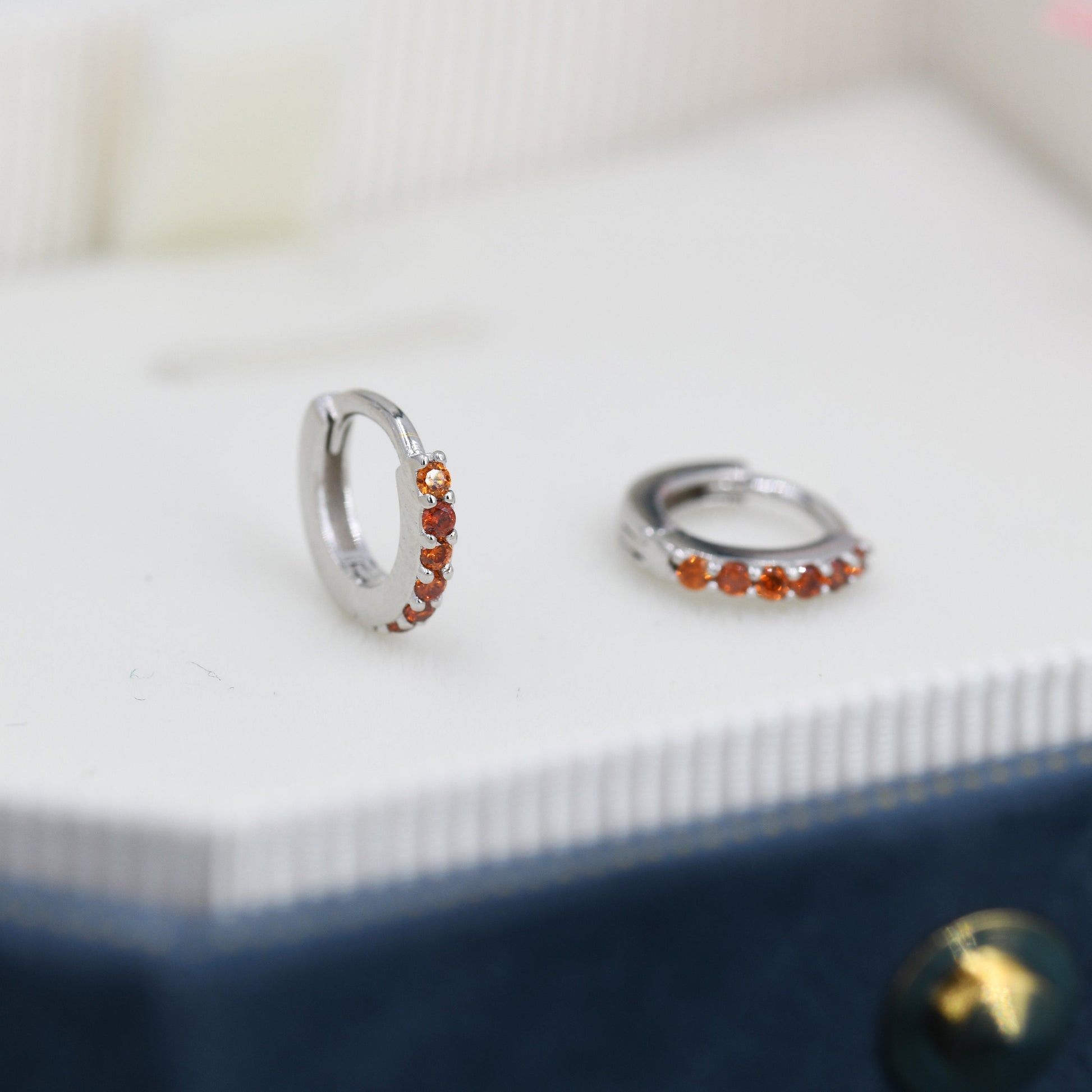 Garnet Red CZ Crystal Huggie Hoops in Sterling Silver, Silver or Gold, 6mm, 7mm and 8mm Minimalist Hoop Earrings, January Birthstone