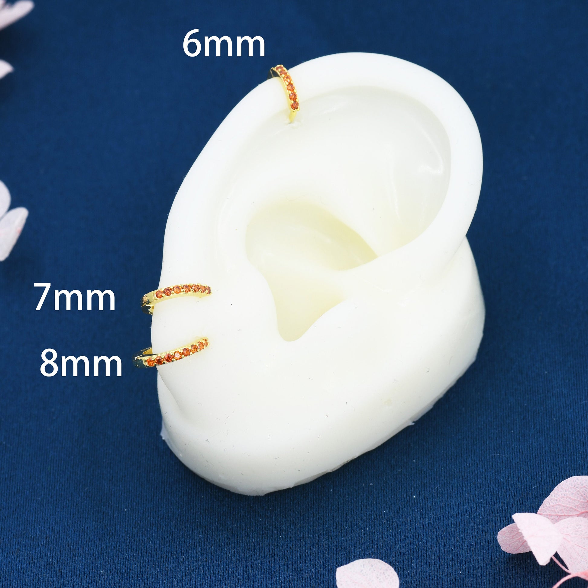 Garnet Red CZ Crystal Huggie Hoops in Sterling Silver, Silver or Gold, 6mm, 7mm and 8mm Minimalist Hoop Earrings, January Birthstone