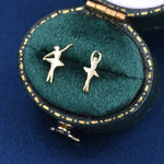 Extra Tiny Ballerina Stud Earrings in Sterling Silver, Silver, Gold or Rose Gold, Dancer Earrings, Ballet Dancer Earrings