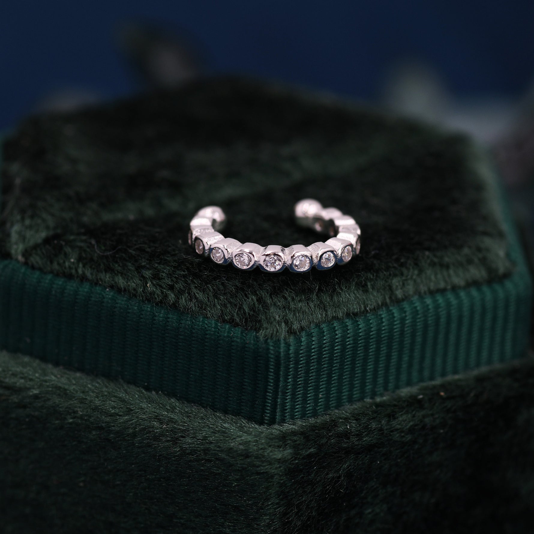 CZ Crystal Dotted Ear Cuff in Sterling Silver, Silver or Gold, Simple Piercing Free Earrings, Minimalist Ear Cuff, CZ Ear Cuff