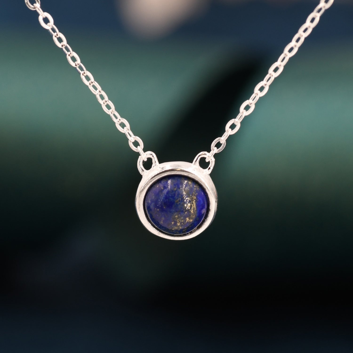 Lapis Lazuli Coin Pendant Necklace