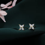 Hydrangea Flower CZ Stud Earrings in Sterling Silver, Silver Gold or Rose Gold, Flower CZ Stud, Tiny CZ Stud