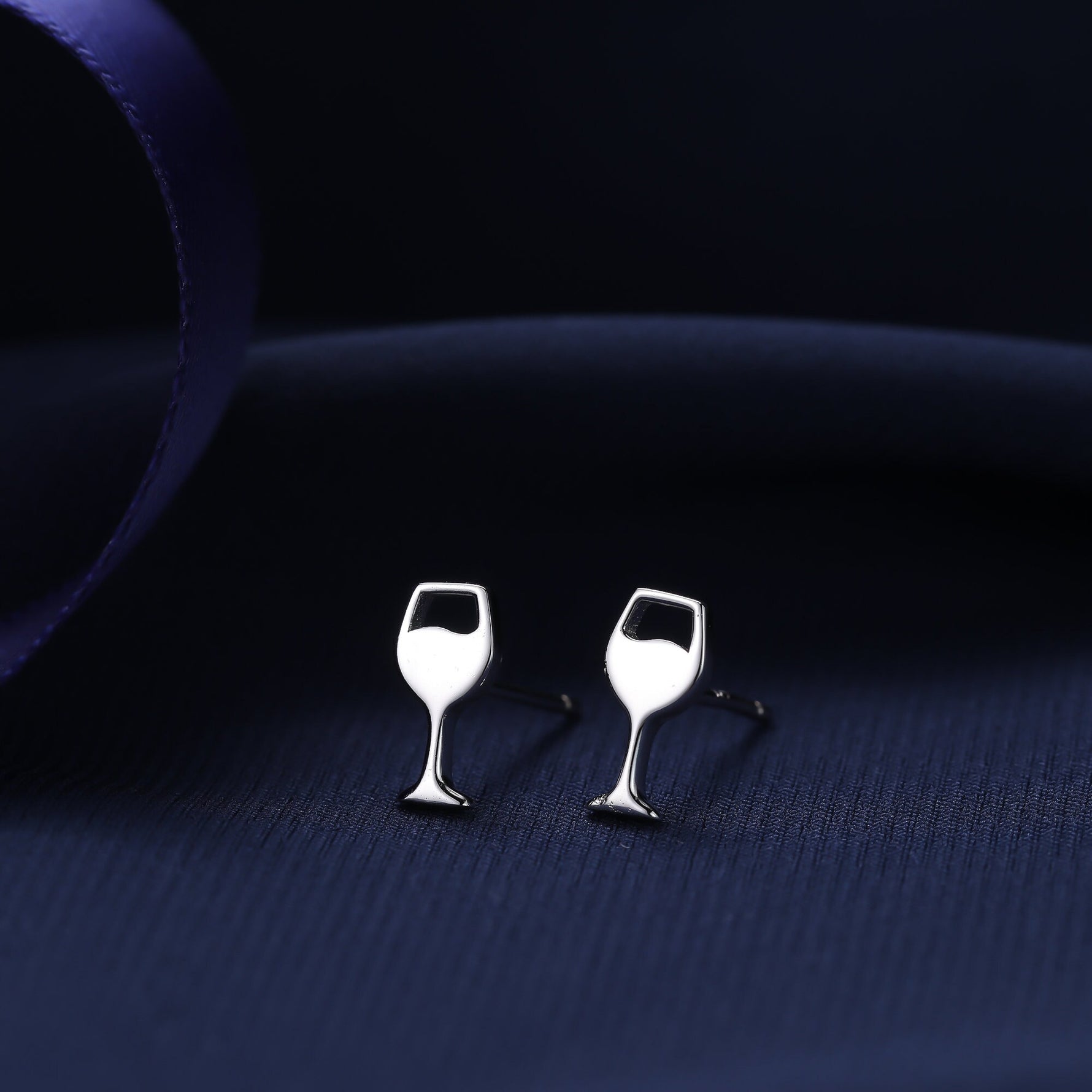 Extra Tiny Wine Glass Stud Earrings in Sterling Silver, Silver or Gold, Wine Earrings, Wine Glass Earrings, Cocktail Earrings