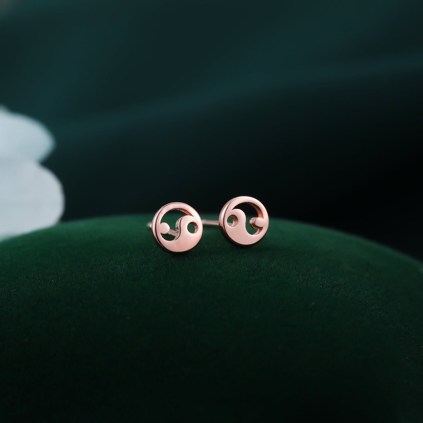 Extra Tiny Yin Yang Circle Stud Earrings in Sterling Silver, Silver, Gold or Rose Gold, Very Small Yin Yang Earrings,