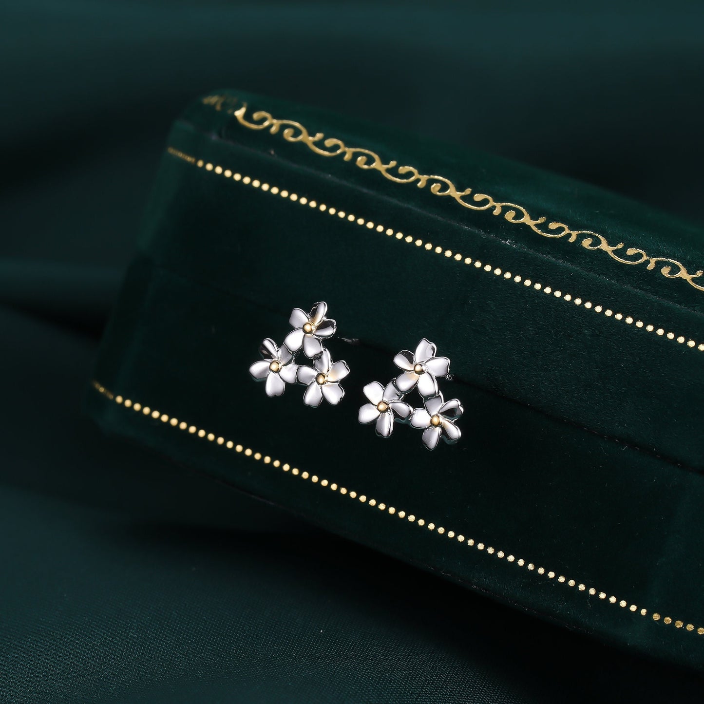 Cherry Blossom Flower Stud Earrings in Sterling Silver,  Cherry Blossom Flower Earrings, Daisy Earrings, Flower Bouquets Earrings