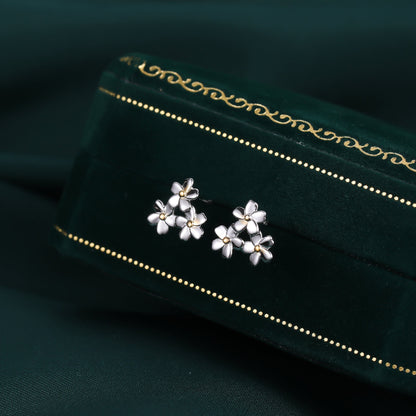 Cherry Blossom Flower Stud Earrings in Sterling Silver,  Cherry Blossom Flower Earrings, Daisy Earrings, Flower Bouquets Earrings