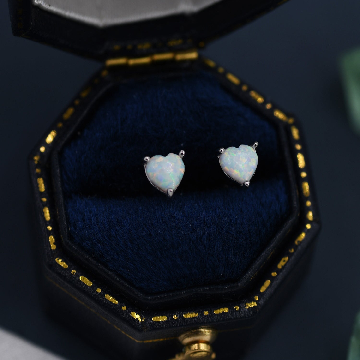 White Opal Stud Earrings in Sterling Silver - 4mm Fire Opal - Sustainable Lab Opal - Petite Stud Earrings