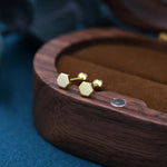 Tiny Hexagon Barbell Earrings in Sterling Silver, Silver or Gold, Screw Back Black Hexagon Earrings, Screwback Earrings