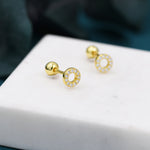 Tiny Open Circle Barbell Earrings in Sterling Silver, Silver or Gold, Screw Back Circle Earrings, Screwback Earrings