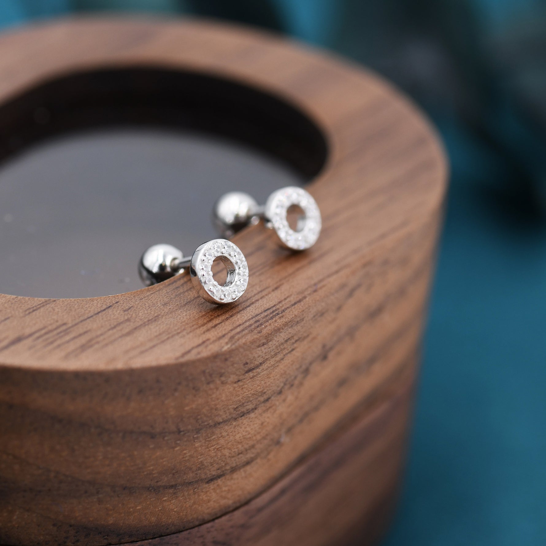 Tiny Open Circle Barbell Earrings in Sterling Silver, Silver or Gold, Screw Back Circle Earrings, Screwback Earrings