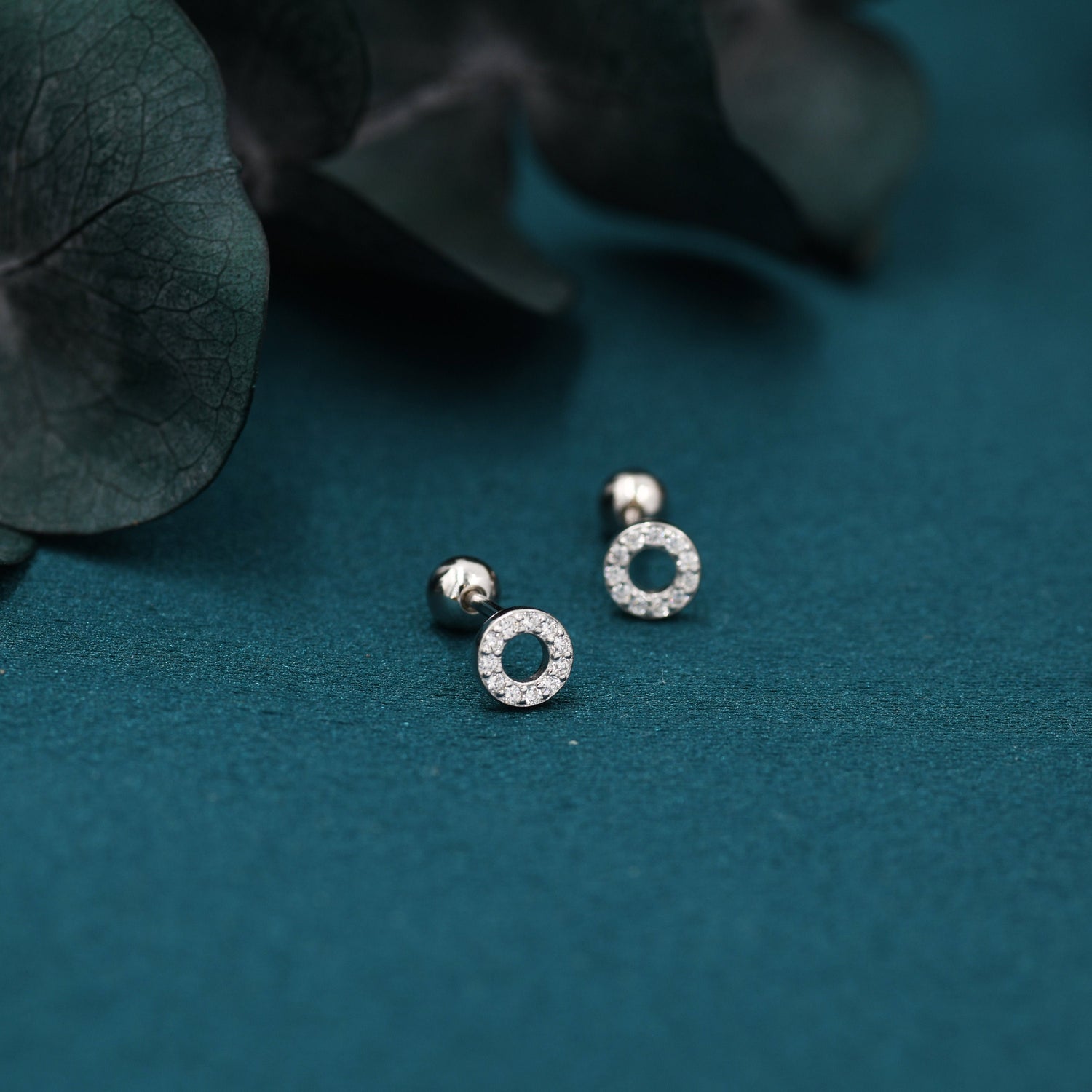 Tiny Open Circle Barbell Earrings in Sterling Silver, Silver or Gold, Screw Back Circle Earrings, Screwback Earrings