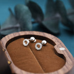 Tiny Open Circle Barbell Earrings in Sterling Silver, Silver or Gold, Screw Back Circle Earrings, Screwback Earrings