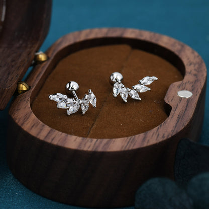 Marquise CZ Cluster Screwback Earrings in Sterling Silver, Silver or Gold, Screw Back Cluster Crystal Earrings, Screwback Earrings