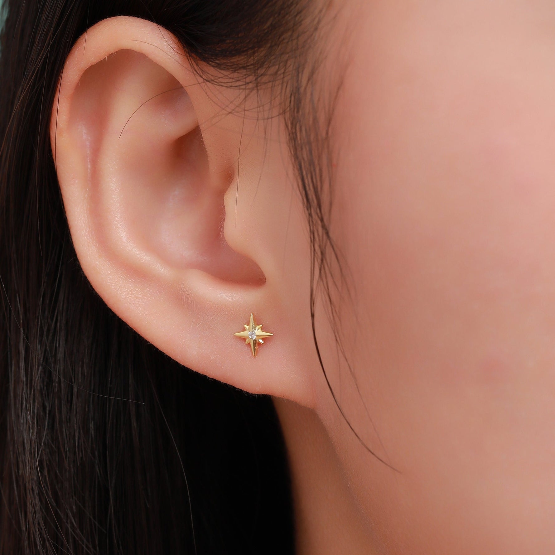 Tiny Starburst Stud Earrings in Sterling Silver, Silver, Gold or Rose Gold, Star Earrings, Sunburst Earrings, Celestial Jewellery