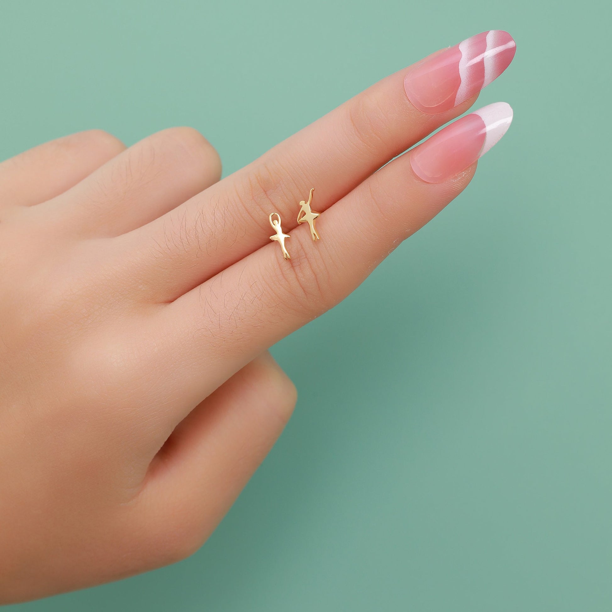 Extra Tiny Ballerina Stud Earrings in Sterling Silver, Silver