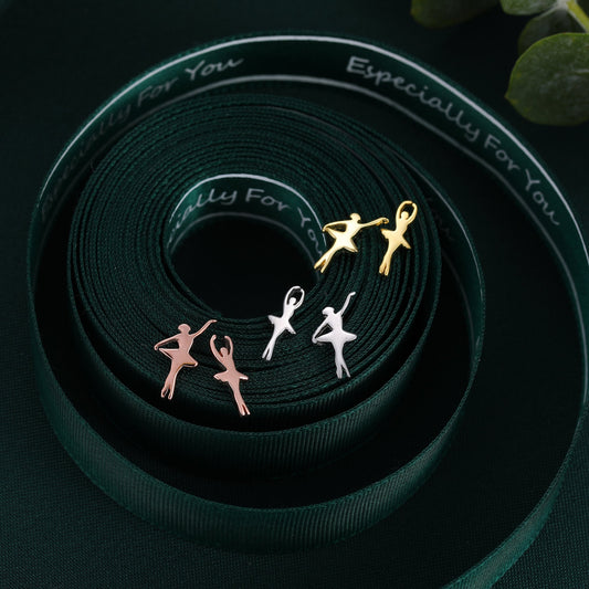 Extra Tiny Ballerina Stud Earrings in Sterling Silver, Silver, Gold or Rose Gold, Dancer Earrings, Ballet Dancer Earrings