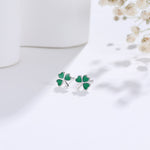 Shamrock Leaf Enamel Stud Earrings in Sterling Silver, Silver or Gold, Flower Earrings, Clover Earrings, Good Luck Gift