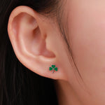 Shamrock Leaf Enamel Stud Earrings in Sterling Silver, Silver or Gold, Flower Earrings, Clover Earrings, Good Luck Gift