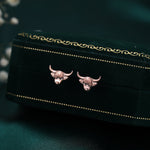 Highland Cow Stud Earrings in Sterling Silver, Silver, Gold or Rose Gold, Bull Earrings, Cow Earrings