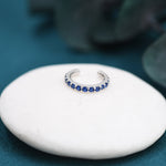 Sapphire Blue CZ Ear Cuff in Sterling Silver, Silver or Gold, Simple Piercing Free Earrings, Minimalist Ear Cuff, Blue CZ Ear Cuff