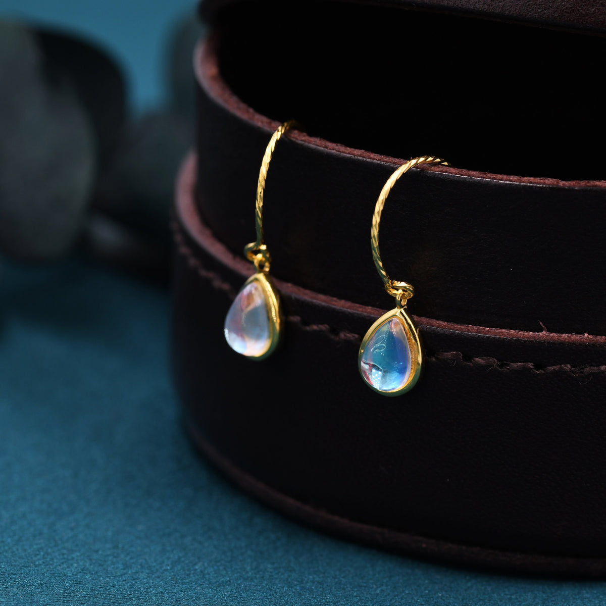 Mermaid Moonstone Drop Hook Earrings
