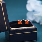 Sterling Silver Red Carnelian Stud Earrings, 4mm Genuine Red Carnelian Stone, Four Prong Set, Semi-precious Jewellery
