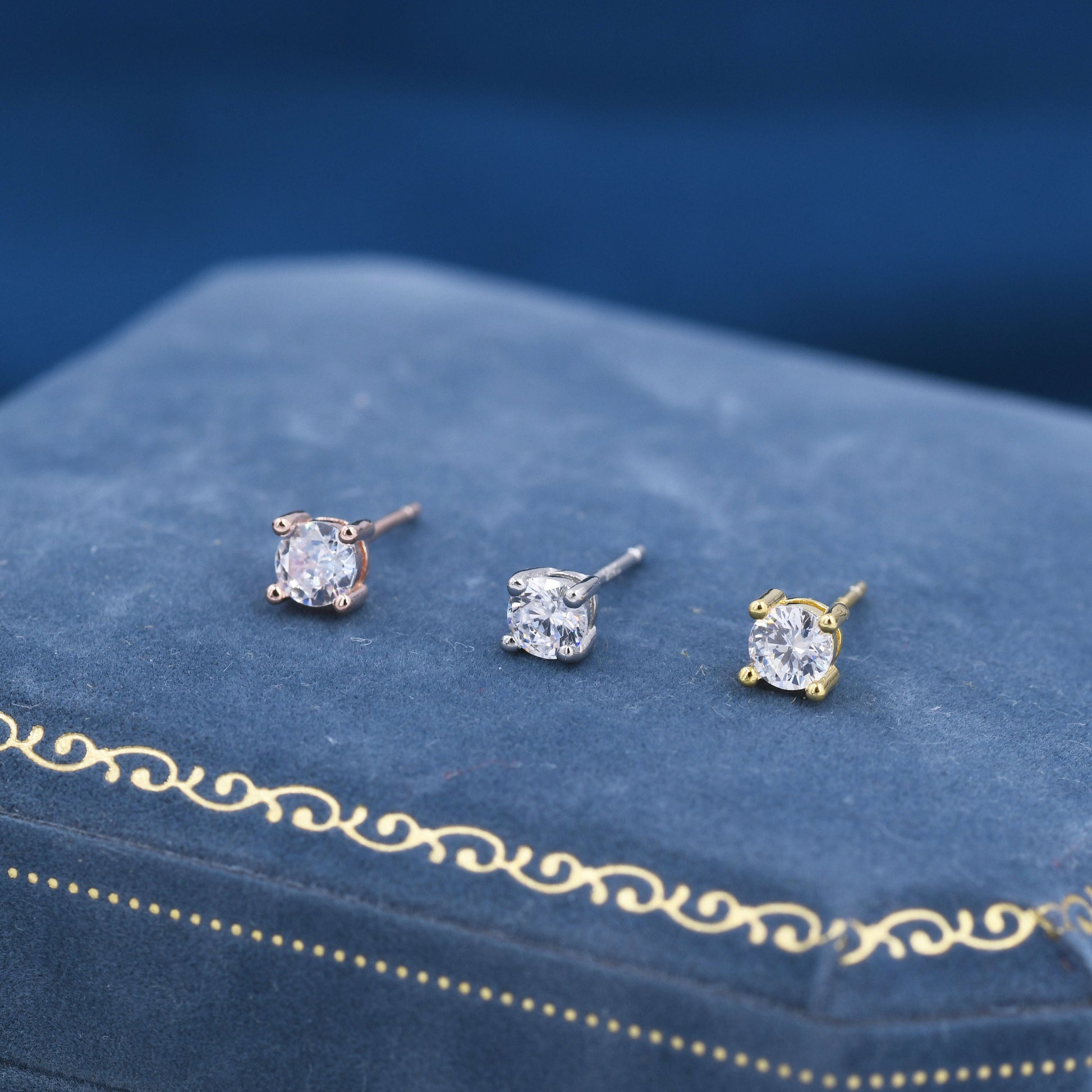 Sterling Silver Tiny CZ Stud Earrings, Barely Visible, 3mm or 4mm, Extra Small CZ Stud, Silver, Gold and Rose Gold, Cubic Zirconia Crystal