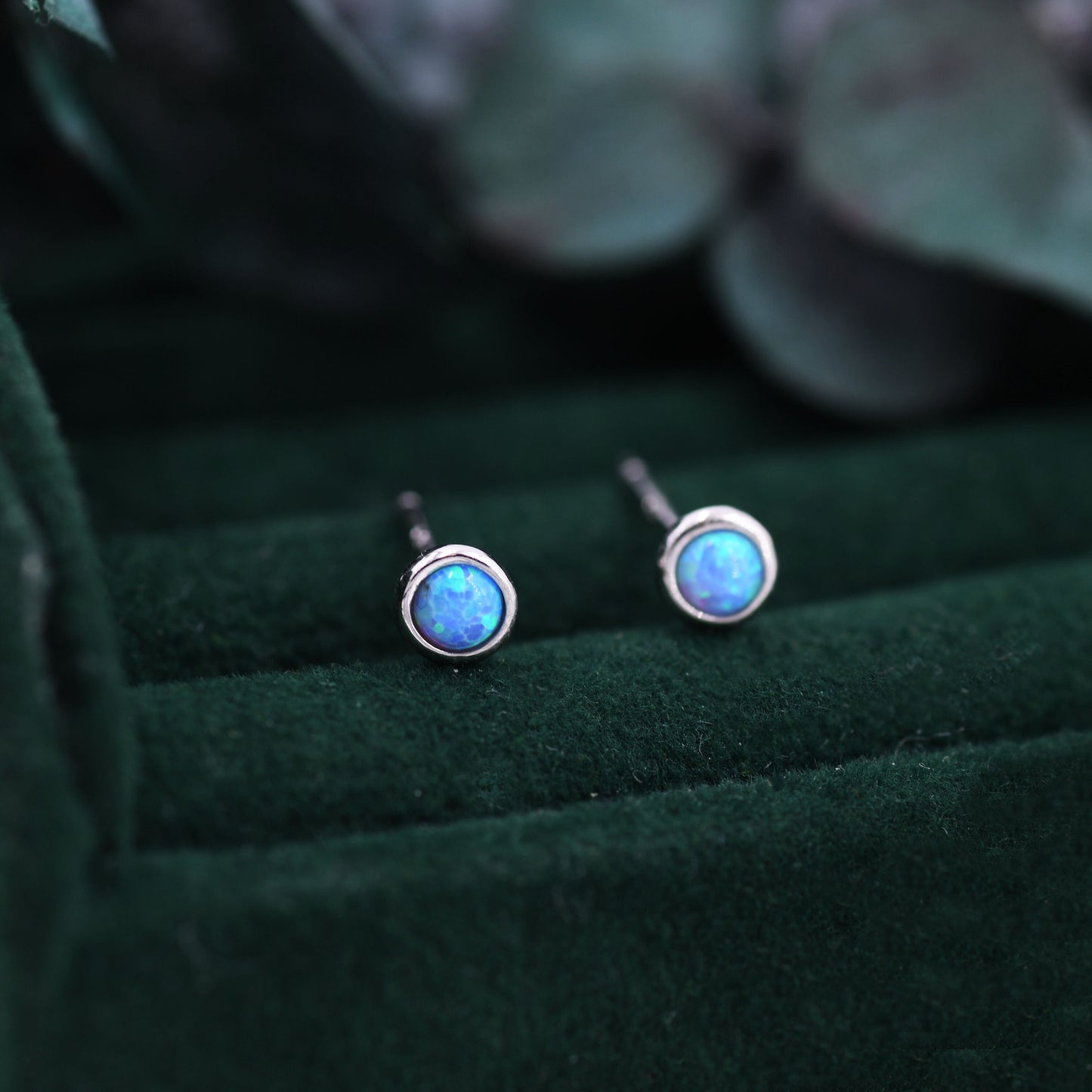 Sterling Silver Tiny Little Opal Stud Earrings, 3mm Blue or White Opal, Gold or Silver, Semi-precious Jewellery