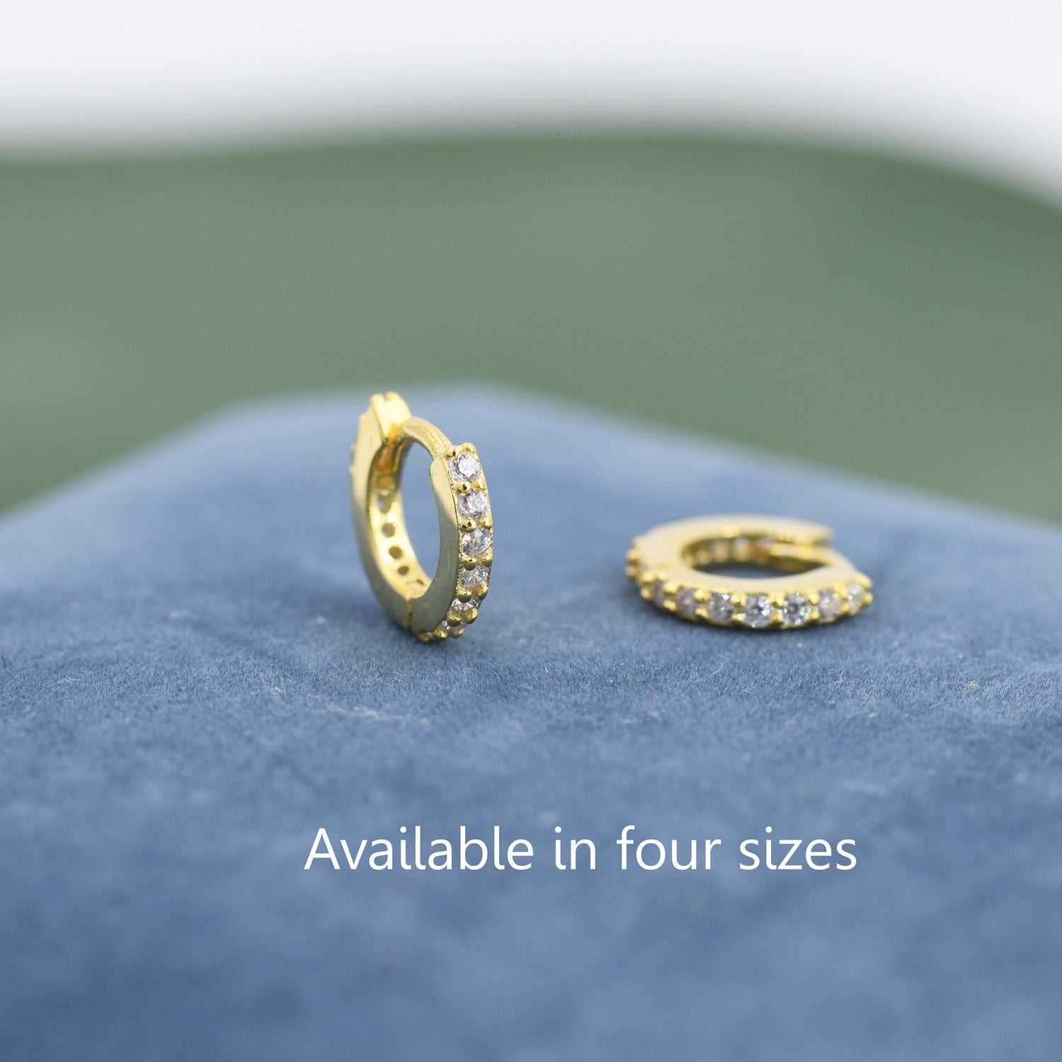 Minimalist CZ Huggie Hoops in Sterling Silver, 6mm, 8mm, 10mm and 12mm Clicker Hoops, Rose Gold or Gold, Simple Sleeper Hoop Earrings