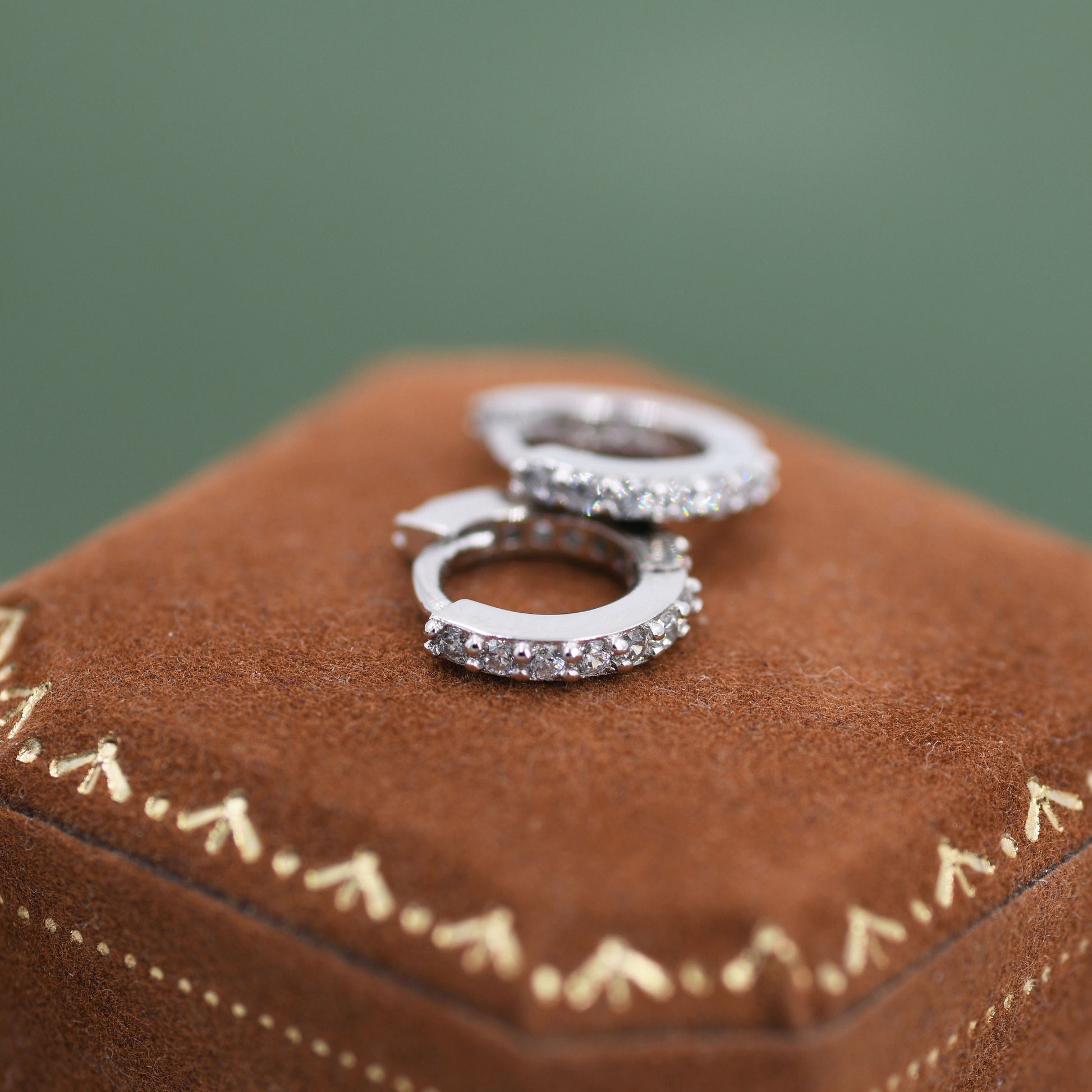 Double Sided CZ Huggie Hoops in Sterling Silver, 6mm, 8mm, 10mm and 12mm Clicker Hoops, Rose Gold or Gold, Simple Sleeper Hoop Earrings