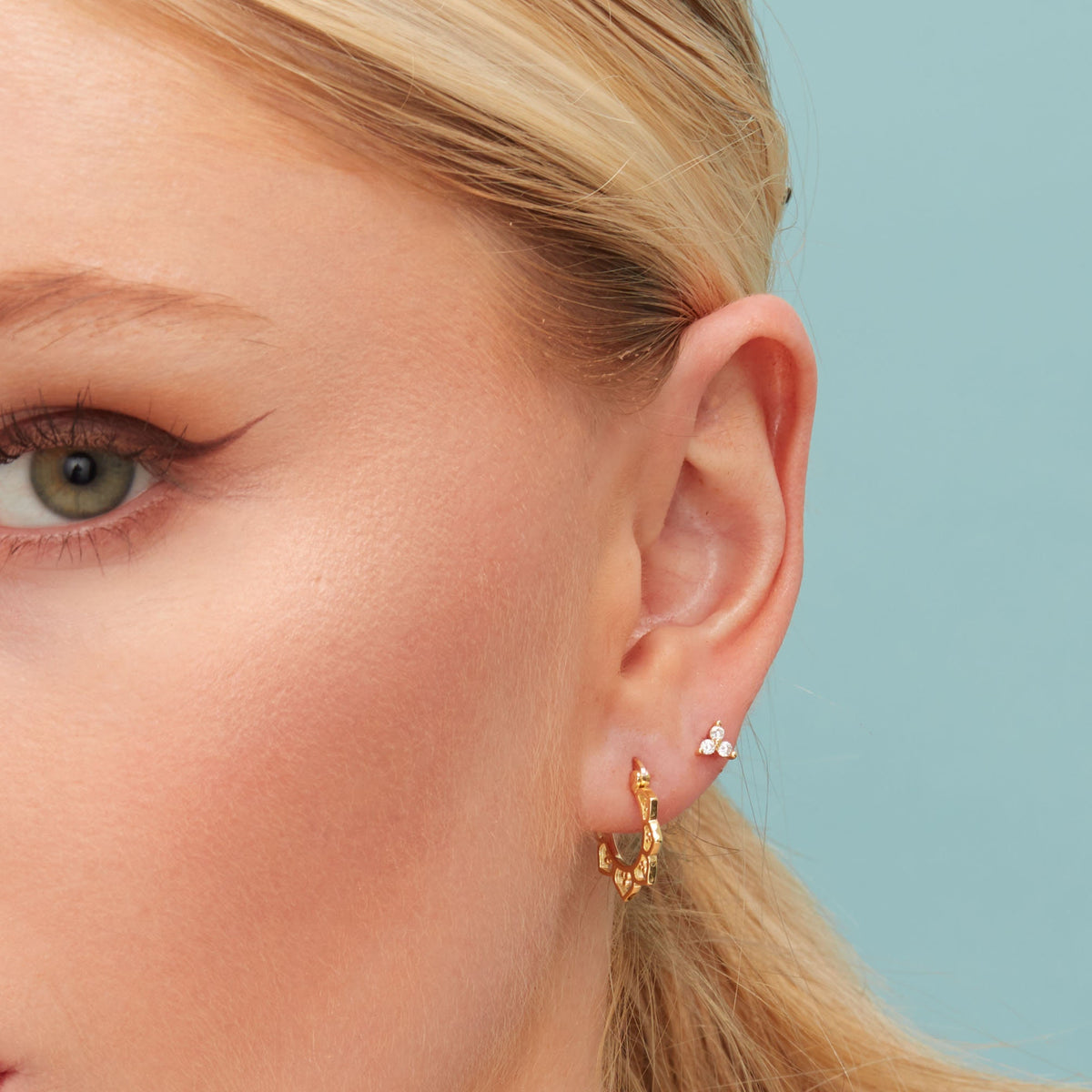 Very Tiny Three Dot Trio Stud Earrings in Sterling Silver with Sparkly CZ Crystals, Simple and Minimalist, Geometric and Discreet