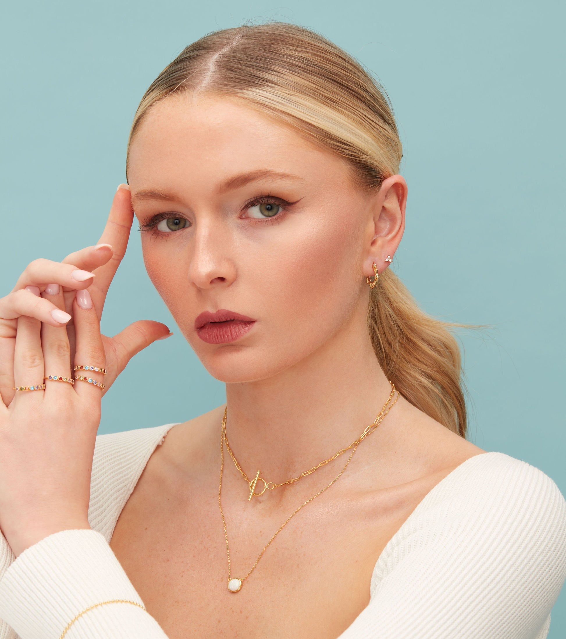 Very Tiny Three Dot Trio Stud Earrings in Sterling Silver with Sparkly CZ Crystals, Silver, Gold, Rose Gold