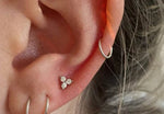 Very Tiny Three Dot Trio Stud Earrings in Sterling Silver with Sparkly CZ Crystals, Simple and Minimalist, Geometric and Discreet