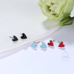 Enamel Heart Stud Earrings in Sterling Silver, Heart Earrings, Fun and Quirky Jewellery