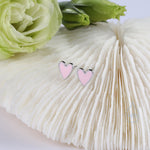 Enamel Heart Stud Earrings in Sterling Silver, Heart Earrings, Fun and Quirky Jewellery