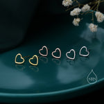 Open Heart Heart Stud Earrings in Sterling Silver, Silver or Gold or Rose Gold, Heart Earrings, Fun and Quirky Jewellery