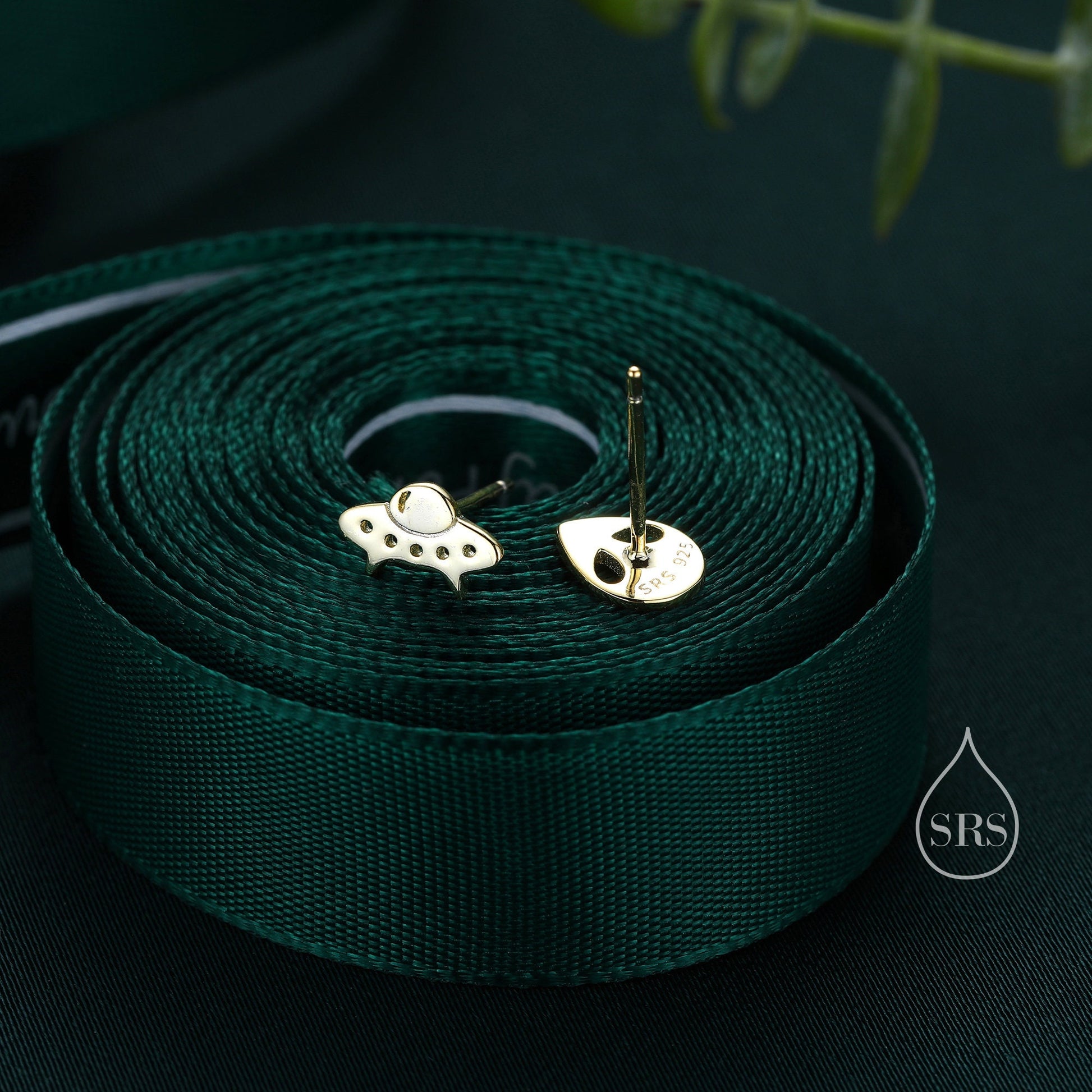 Alien and UFO Mismatched Stud Earrings in Sterling Silver, Silver or Gold, UFO Earrings, Fun and Quirky Jewellery