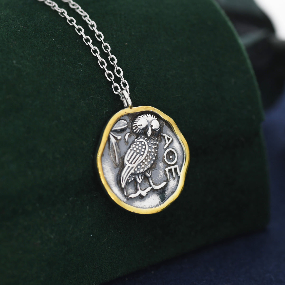 Owl of Athena Coin Pendant Necklace