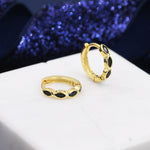 Black Marquise CZ Huggie Hoop in Sterling Silver, Silver or Gold, Minimalist Simple Black Hoop Earrings, Black Diamond Hoops