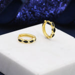 Black Marquise CZ Huggie Hoop in Sterling Silver, Silver or Gold, Minimalist Simple Black Hoop Earrings, Black Diamond Hoops